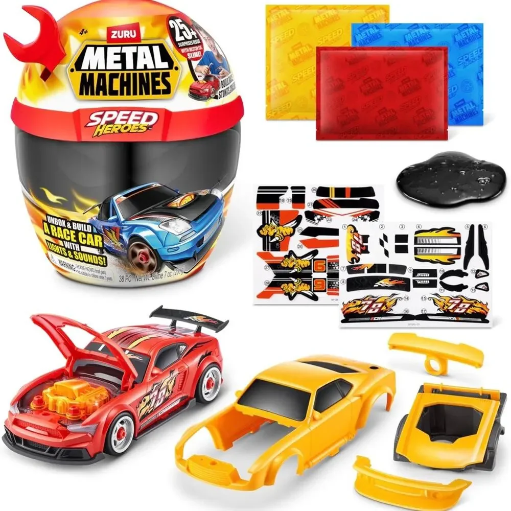 Metal Machines Speed Heroes (Red) by Zuru, 20+ Surprises Build Your Own